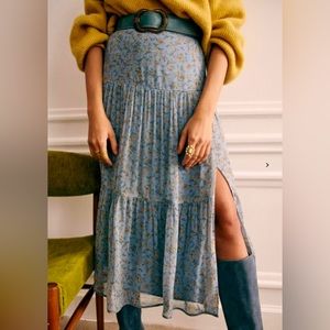 NWT Sézane Tammie Skirt in Vintage Prairie Blue